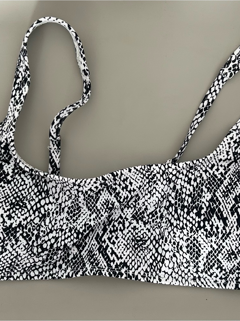 Xhilaration Black and White Snake Print Bikini Top